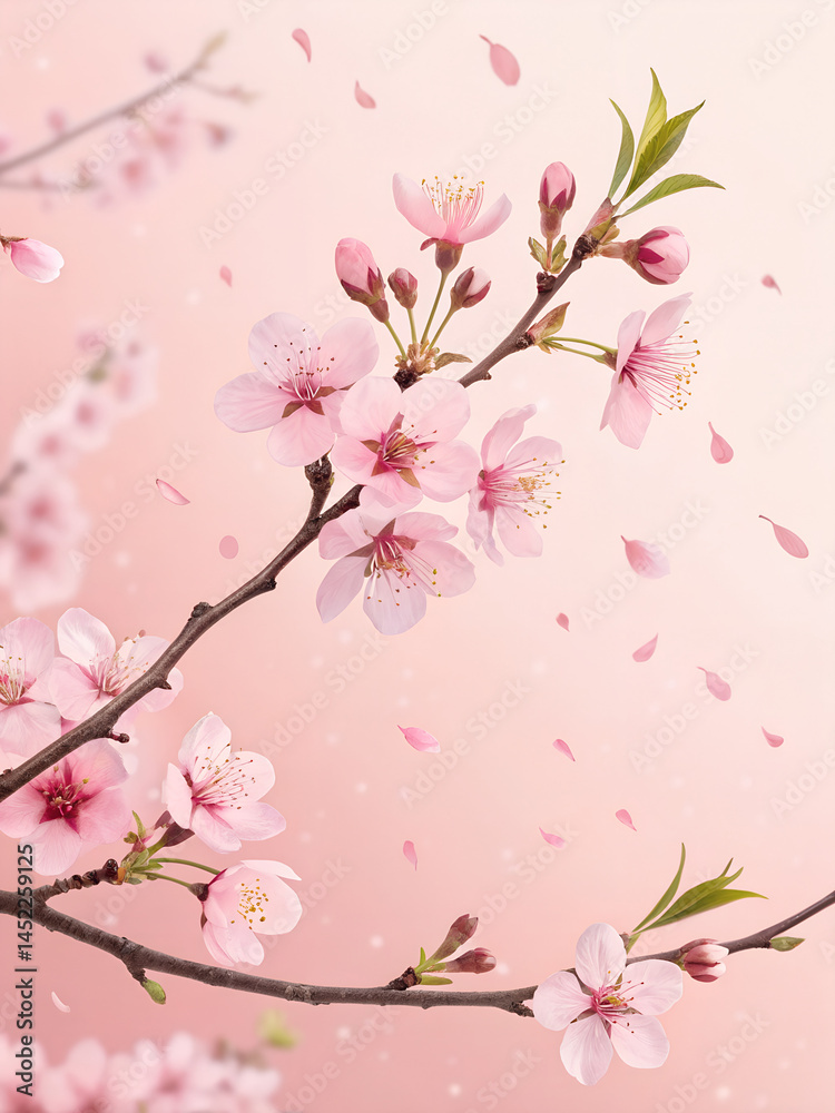 Spring border background with beautiful pink flowering branch. Pastel pink background, bloom delicate flowers. Springtime concept. Beautiful fresh cherry blossom branch on pink background. Spring border background with beautiful pink flowering branch. Pastel pink background, bloom delicate flowers. Springtime concept. Beautiful fresh cherry blossom branch on pink background.