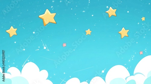Night sky, stars, clouds, dreamy, children's background