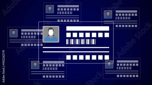 Id card outline icon set isolated on white background. Identification card icon. Identity document vector. Pass card identity. Face ID card. Identification card, driver's license icon.