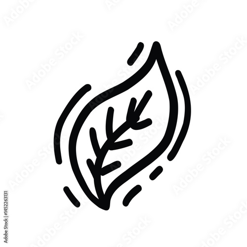 Vector Hand Drawn Doodle Style Leaf Isolated on White Background. Retro Vintage Style Leaf Texture. Vector natural and simple element for printable or web design backgrounds.