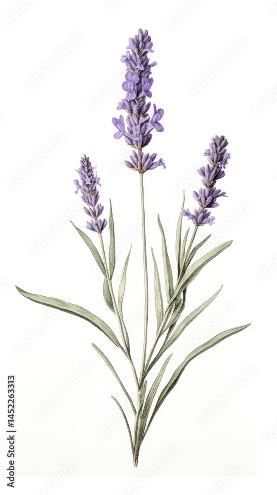 Fototapeta premium Tall Lavender lavender illustration botanical.