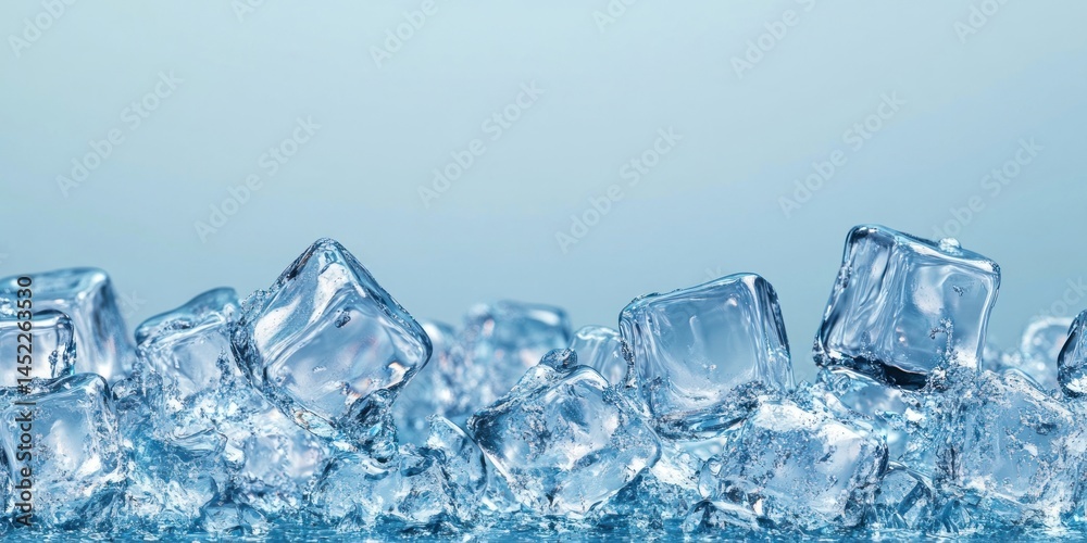 Blue Ice cubes border ice background crystal. Blue Ice cubes border ice background crystal.