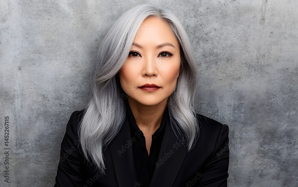 Fototapeta premium Portrait of Confident Mature Woman with Gray Hair