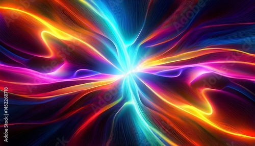 Vibrant Rainbow Light Waves Abstract Digital Art Background