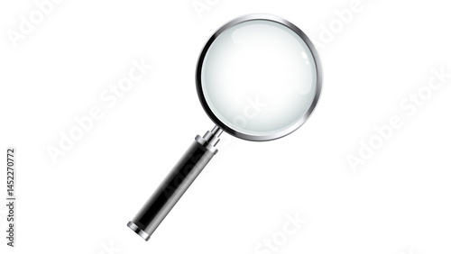 Magnifying Glass on isolated Background, Close-Up Inspection Tool, Sleek Optical Lens Design, 