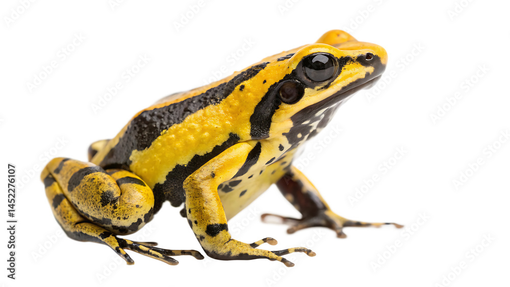 Obraz premium a yellow and black frog isolated on white background PNG. AI GENERATED