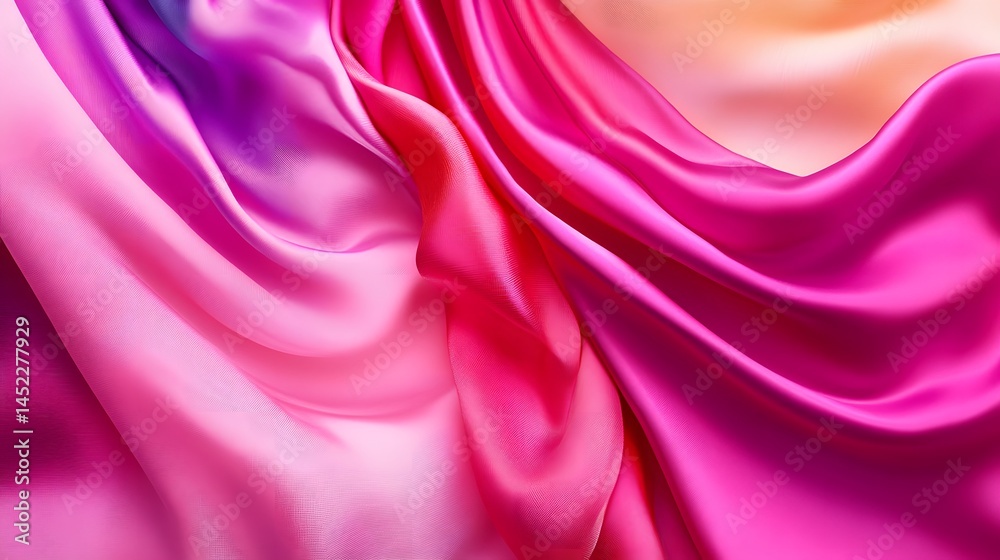 Obraz premium Pink Purple Silk Fabric Draped Background Texture