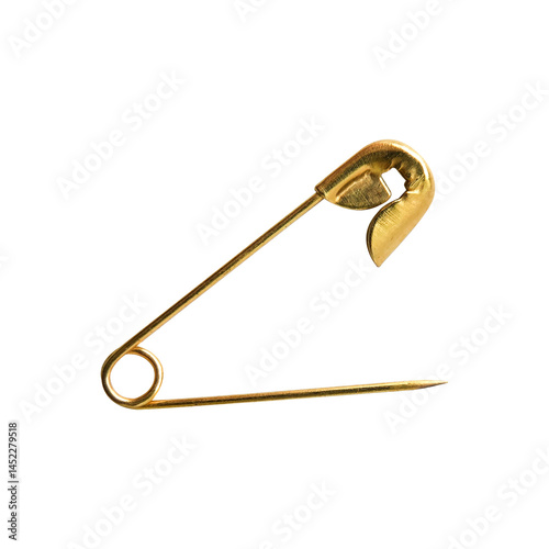 open safety pin isolated on white