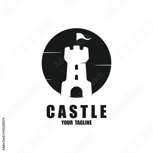 Castle logo silhouette vector illustration.