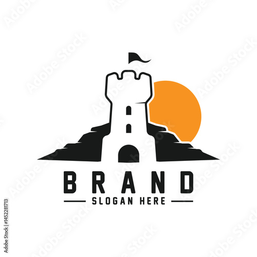 Castle logo silhouette vector illustration.