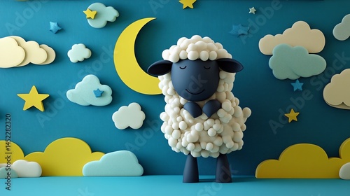 Cheerful Cartoon Sheep in a Bright Festive Eid Celebration Scene Made with Generative AI Technology
