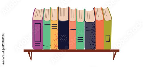 Shelf with different books owl icon clipart avatar logotype isolated illustration. Library, knowledge concept.