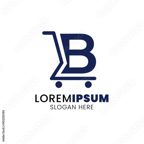 Shop B Initial Logo: Modern and Minimalist Shopping Cart Icon for Brand Identity