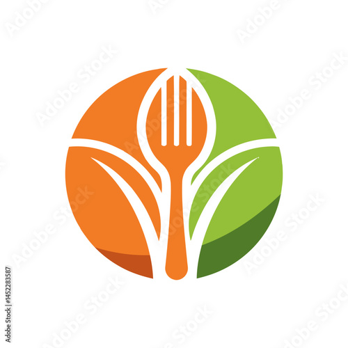Spoon and fork integrated within a circular shape resembling plant growth