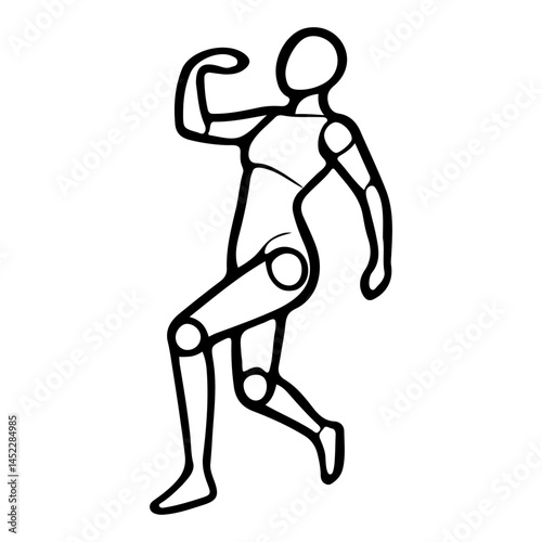 Human mannequin figure sketch dynamic walking pose illustration