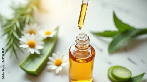 Essential Oil Dropper Filling Bottle with Aloe Vera and Chamomile
