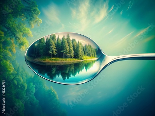 Double Exposure: Simple Spoon & Abstract Nature - Surreal Food Photography