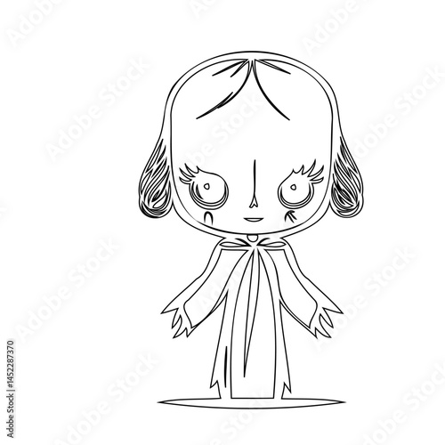 Whimsical line drawing of a stylized figure evoking spectral character