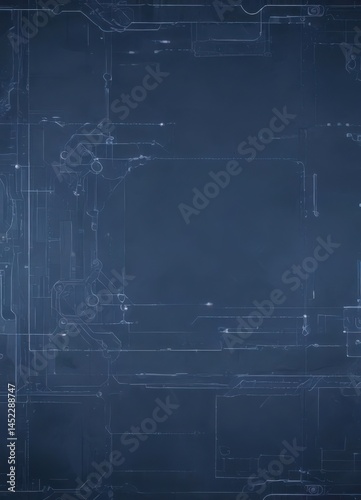 Dark blue blueprint effect, abstract technical concept ,  old,  paper