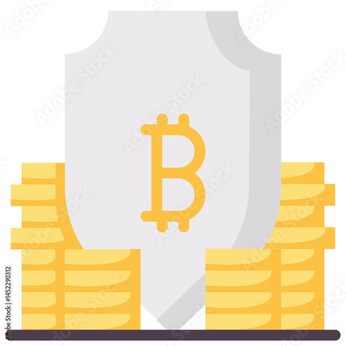 protect bitcoin vector flat icon