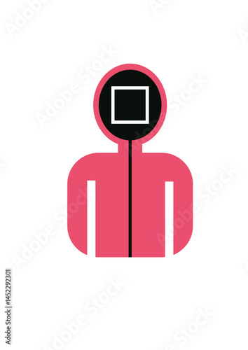 squid game, movie, character in overalls, circle, square, triangle