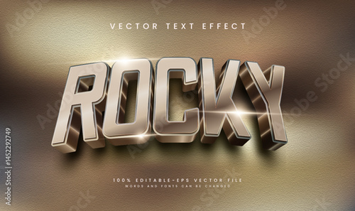 Rocky 3D Text Effect. Editable EPS Vector File for Design Projects