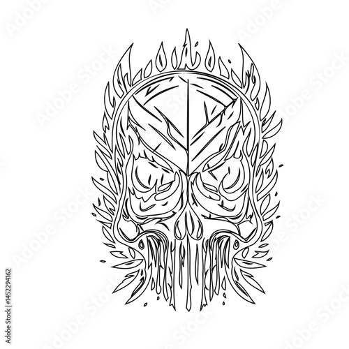 Ethereal Skull: A Graphic Line Art Interpretation of Mortality and Mysticism
