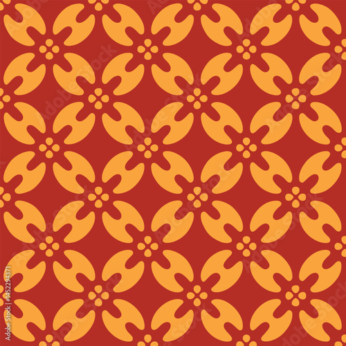 Seamless vector wallpaper with a vintage floral damask pattern featuring ornamental leaves and baroque design