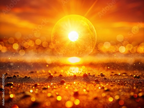 Fiery Sunset Bokeh: Golden Hour Sunburst with Soft Focus Background