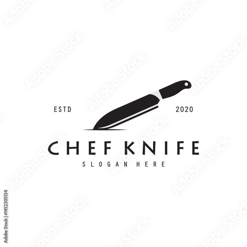 Chef knife logo. Knife icon illustrasion. Logo for business, restaurant, butcher shop, brand and knife shop.