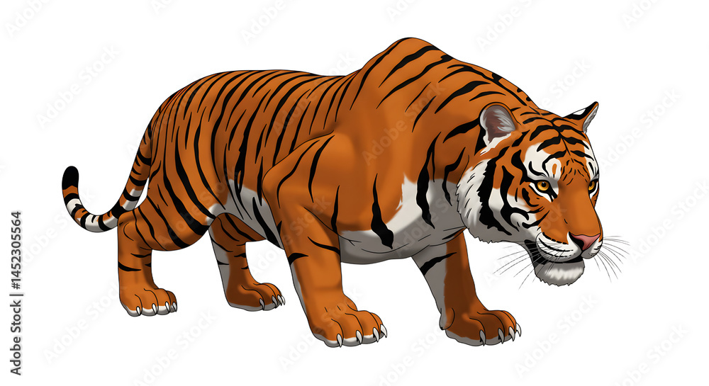 Obraz premium Tiger Walking Animated Cartoon