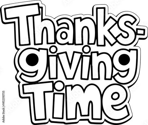 Thanksgiving Time Bold Outline Design.