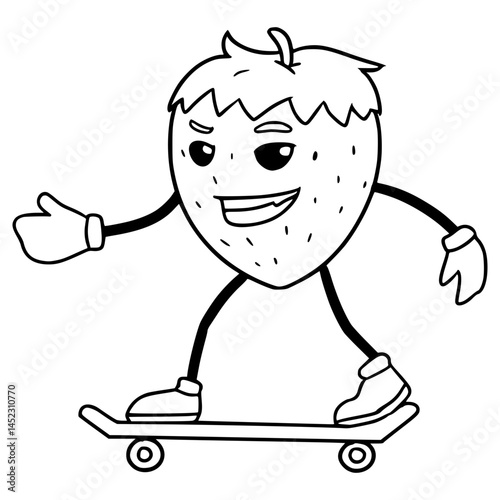 strawberry character illustration hand drawn outline vector