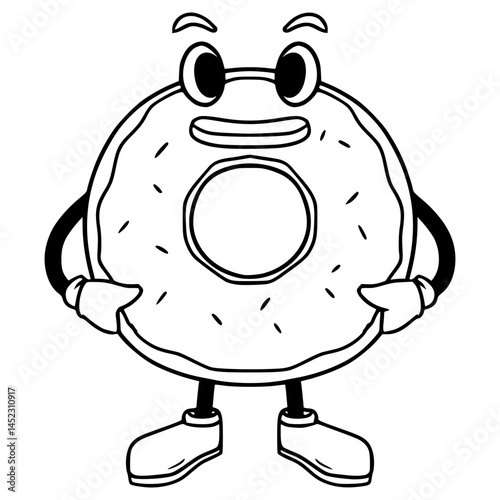 donut character illustration hand drawn outline vector