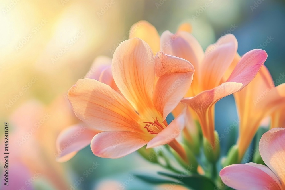 Fototapeta premium Orange freesia flower flowers nature petals.