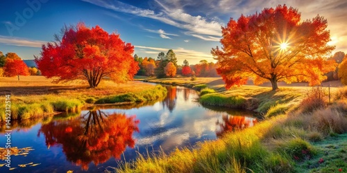 Golden Autumn Landscape: Serene Fall Scenery with Vibrant Colors
