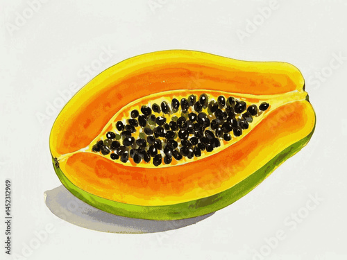 Sunlit Nectar ripe papaya isolated watercolor vector illustration svg