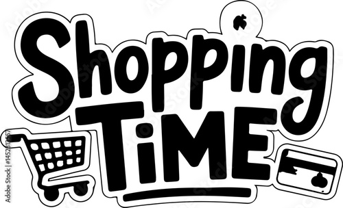Shopping Time Fun Black White Design