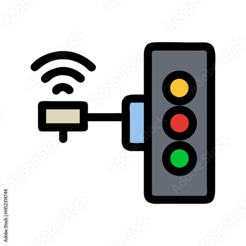 Signal Connection with Traffic Light - Wireless Network and Control System Vector Icon