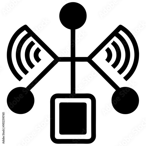 Network Signal Connection Icon - Wireless Communication and Data Flow Vector,Network signal connection icon representing wireless communication and data flow