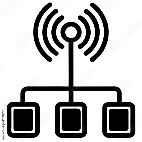 Network Signal Connection Icon - Wireless Communication and Data Flow Vector,Network signal connection icon representing wireless communication and data flow