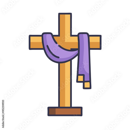 Colorful Cross Draped in Cloth Icon