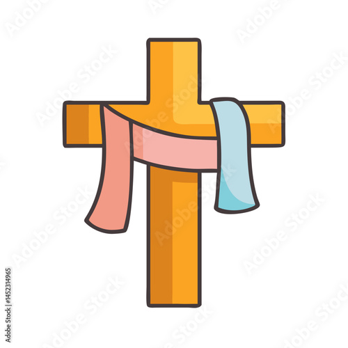 Colorful Cross Draped in Cloth Icon