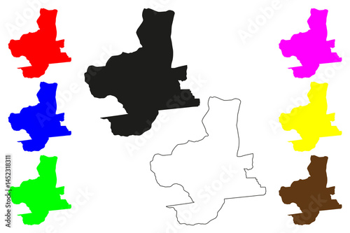 Ozhukarai city (Republic of India, State of Puducherry) map vector illustration, scribble sketch Uzhavarkarai or Oulgaret map