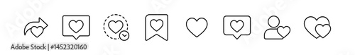 Social media interface icons for likes and interactions. Vector outline icons