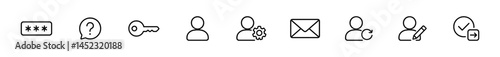 Essential user interface icons. Security and communication. Vector outline icons