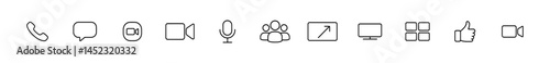 Communication and media icons. Video call, interface icons