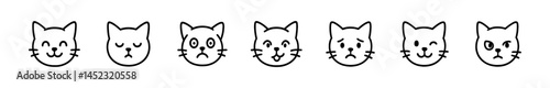 Cat faces icons. Cat mood emotions icons