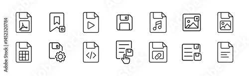 Document,  File Management line icons set. Vector outline icons