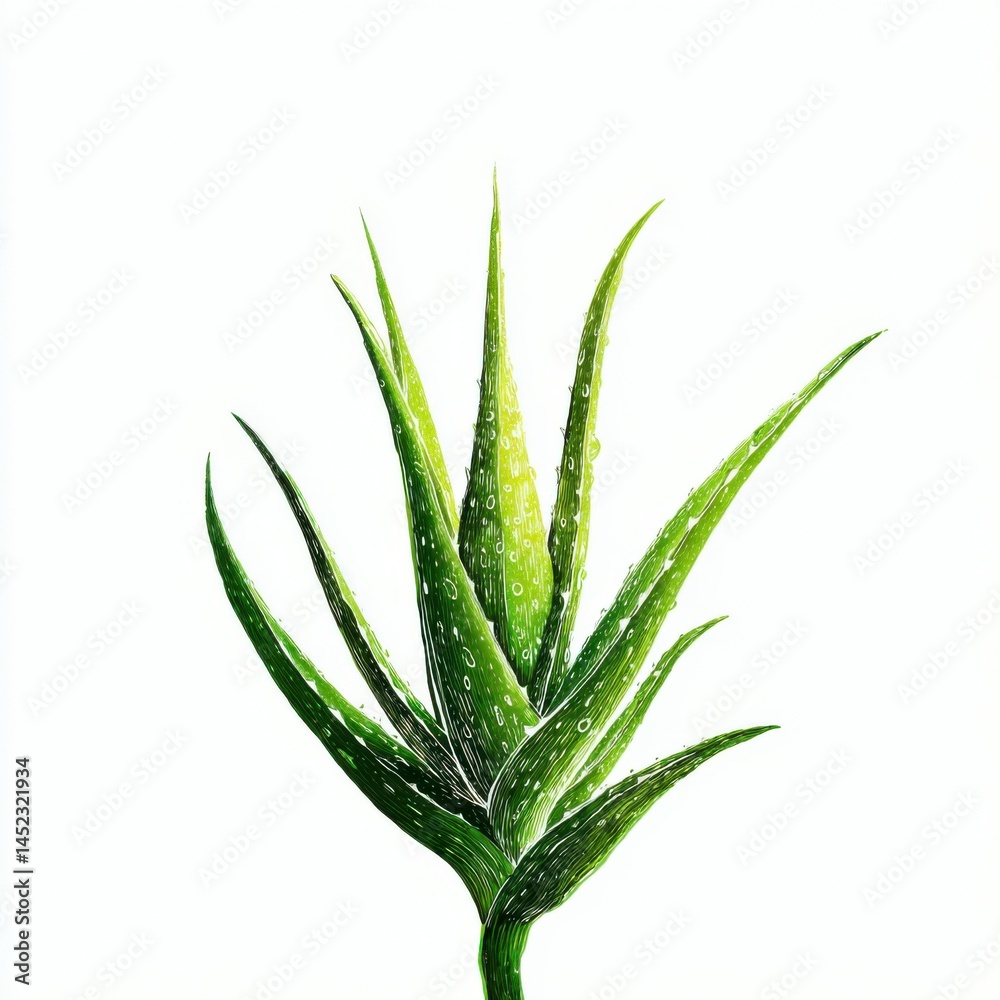Obraz premium Aloe Vera Plant on White Background - Medicinal, Succulent, and Natural Remedy for Skincare and Health Benefits, Isolated for Design Elements